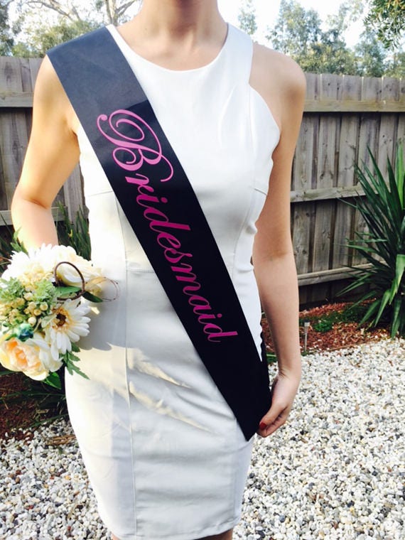 Pink on Black Hens Sash - Hen Sash - Bride To Be Sash Bride Sash- Bridal Shower - Engagement- Hen Party- Bachelorette - Bride- Bridesmaid -