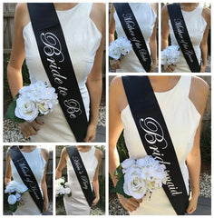 BLACK WHITE Hens Sash - Hen Sash - Bride To Be Sash - Bridal Shower - Engagement- Hen Party- Bachelorette - Bride- Bridesmaid - Team Bride