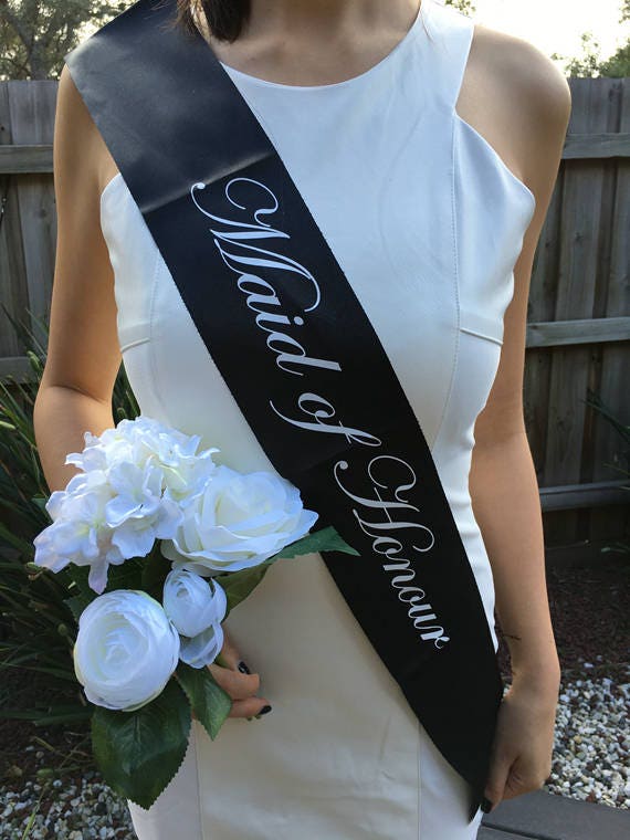 BLACK WHITE Hens Sash - Hen Sash - Bride To Be Sash - Bridal Shower - Engagement- Hen Party- Bachelorette - Bride- Bridesmaid - Team Bride