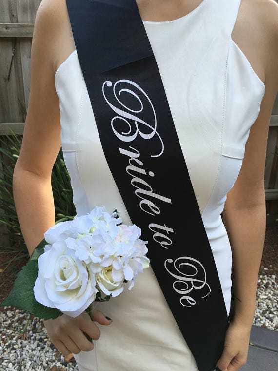 BLACK WHITE Hens Sash - Hen Sash - Bride To Be Sash - Bridal Shower - Engagement- Hen Party- Bachelorette - Bride- Bridesmaid - Team Bride