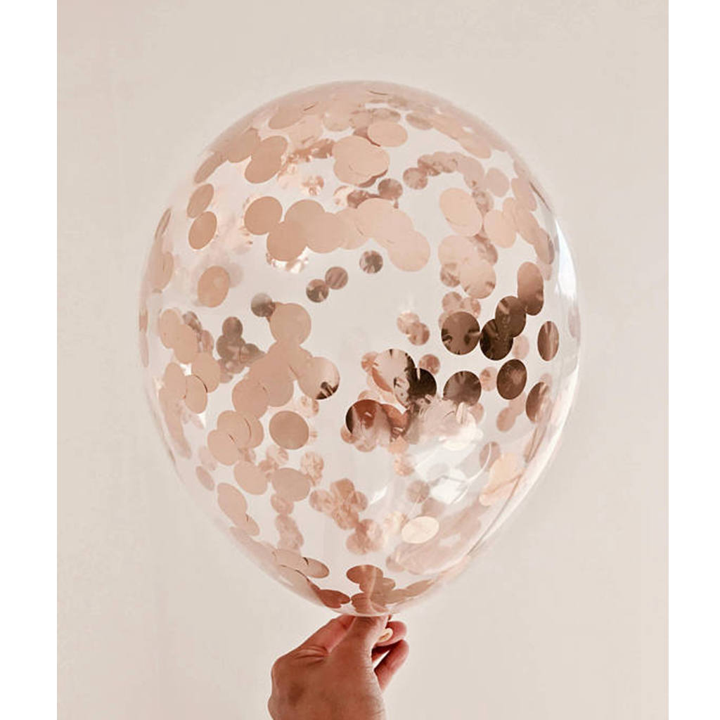 3x Rose Gold Confetti Balloon DIY Kit