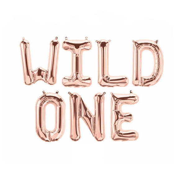 WILD ONE Rose Gold Foil Balloon 16" For Baby Birthday Party First Birthday One