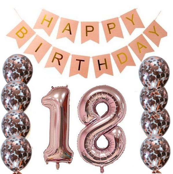 18th Rose Gold Eighteenth Birthday Pack 18 Garland Balloons Decorations Eighteen Party