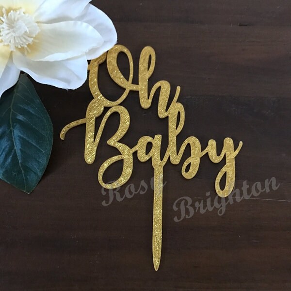 Oh Baby Acrylic Cake Topper Gold & Silver Happy First Birthday Cake Toppers Cake Decorations Birthday Cake Decor