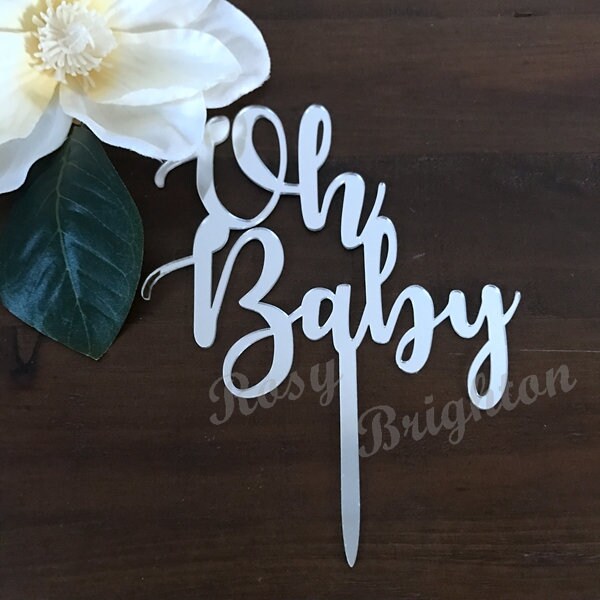 Oh Baby Acrylic Cake Topper Gold & Silver Happy First Birthday Cake Toppers Cake Decorations Birthday Cake Decor