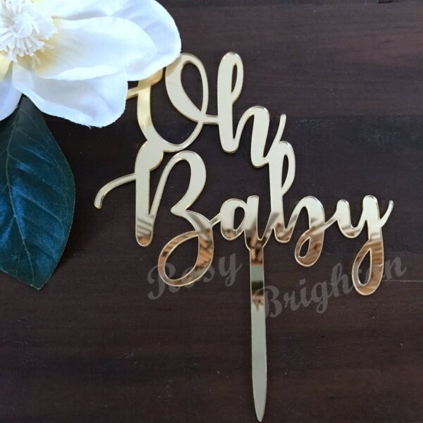 Oh Baby Acrylic Cake Topper Gold & Silver Happy First Birthday Cake Toppers Cake Decorations Birthday Cake Decor