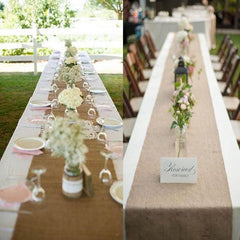 Hessian Burlap Table Runner Decoration Wedding Event Table Decor Natural Hessian Lace Edge Centre Piece Decor