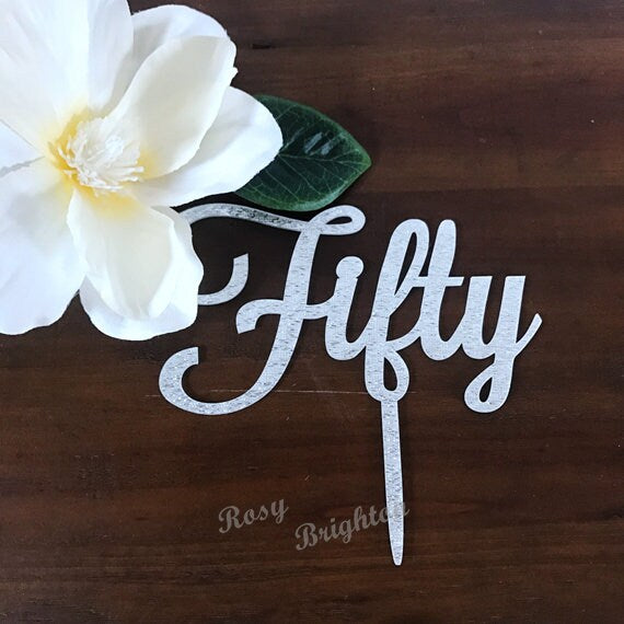 Fifty Birthday Acrylic Cake Topper Gold & Silver Happy 50th Birthday Cake Toppers Cake Decorations Fiftieth Cake Decor //Fabulous 50