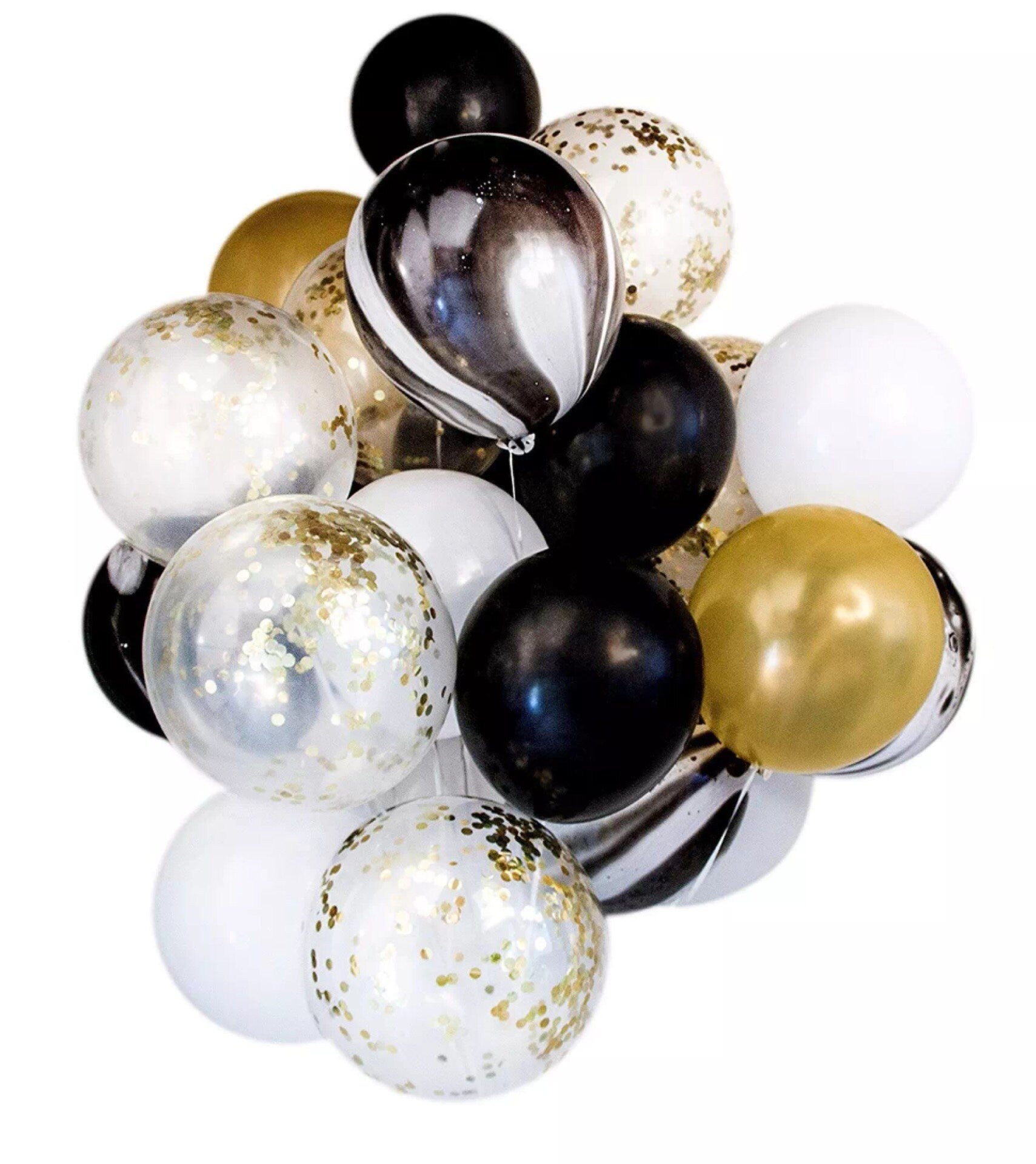 Black Gold Marble Balloons Set 20 Pack // Gold Confetti Balloon // Pear White Latex Balloons Thickened 12" 20pcs, Ready To Inflate