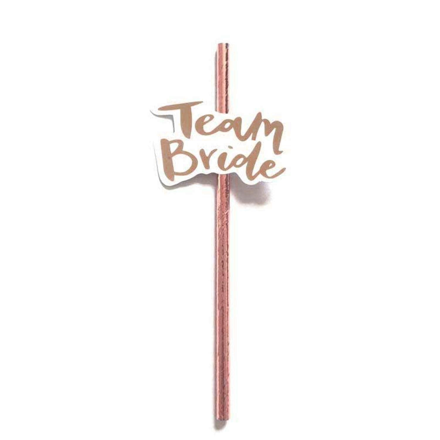 ROSE GOLD Team Bride Tribe FOIL Metallic Paper Straws Hen Party Bridal Shower Party Decor Party Drink Bridal Shower Wedding Drinking Game