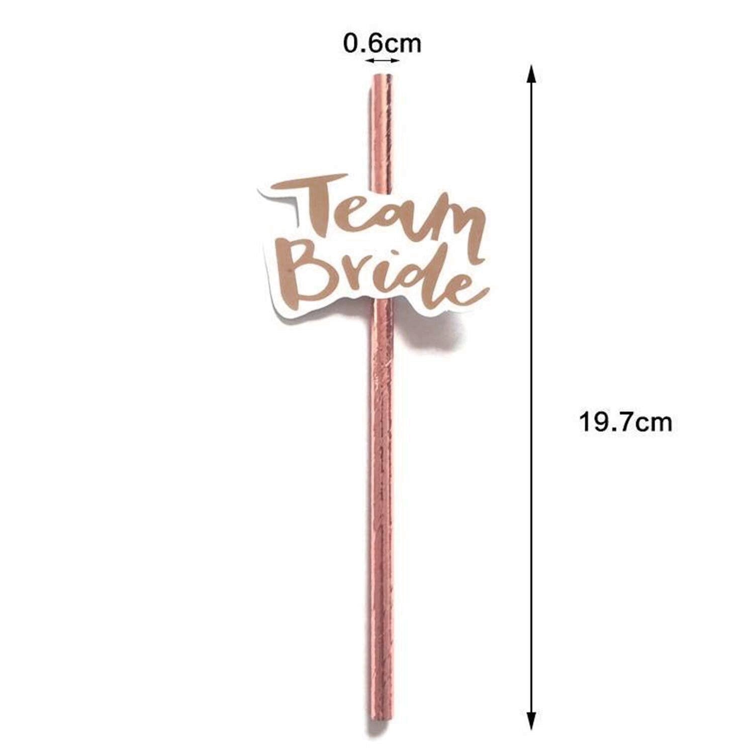ROSE GOLD Team Bride Tribe FOIL Metallic Paper Straws Hen Party Bridal Shower Party Decor Party Drink Bridal Shower Wedding Drinking Game