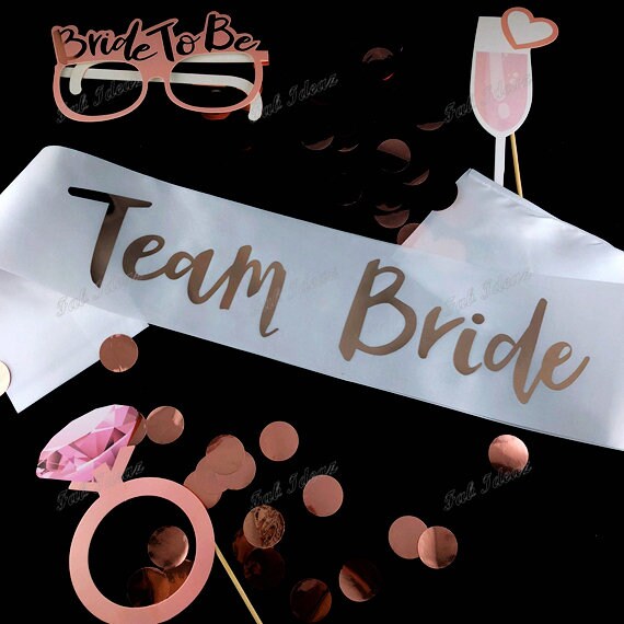 Personalised White Rose Gold Hens Sash - Hen Sash - Bride To Be Sash - Bridal Shower - Engagement- Hen Party- Bachelorette Bride Team Bride
