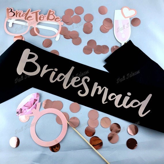 Black Rose Gold Hens Sash - Hen Bride To Be Sash - Bridal Shower Gift Idea- Engagement- Hen Party- Bachelorette - Bride Tribe - Team Bride