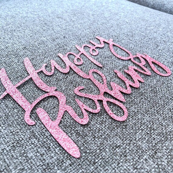 Happy Pushing Glitter Paper Cake Topper Gold & Rose Gold Baby Shower Cake Toppers Cake Decorations Gender Reveal Decor