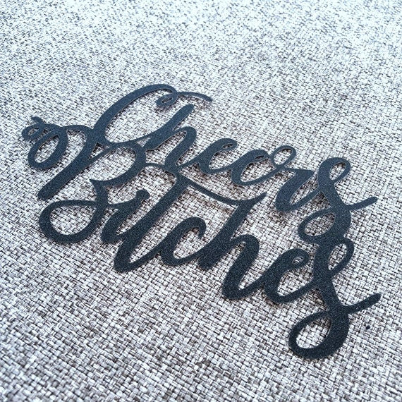 Cheers Bitches Glitter Paper Cake Topper for Bridal Shower Hen Party Birthday Celebration Girls Night Out Decoration