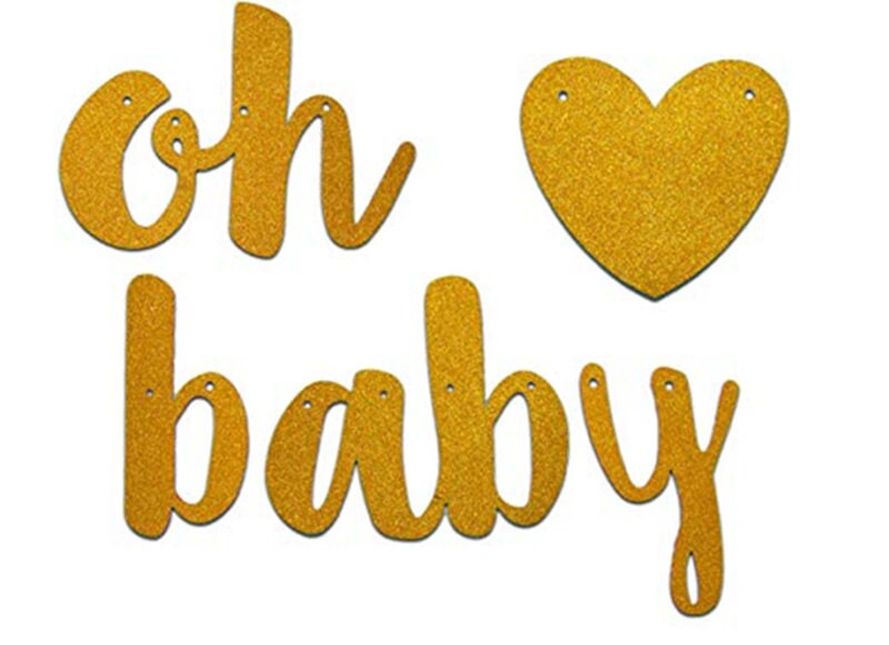 Oh Baby Baby Shower 10pc Garland Confetti Balloons Pack Gender Reveal Decorations Gold Banner