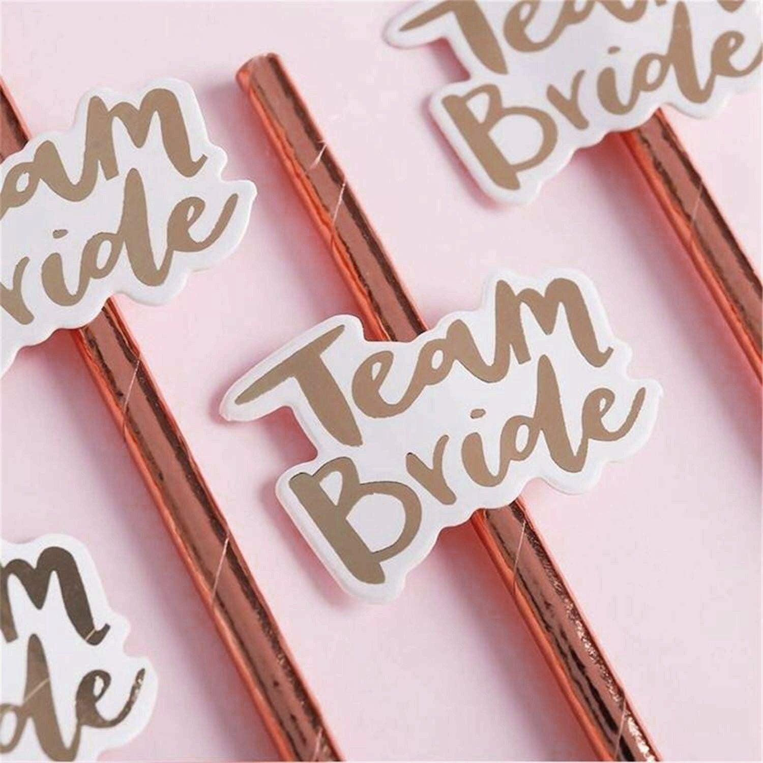 ROSE GOLD Team Bride Tribe FOIL Metallic Paper Straws Hen Party Bridal Shower Party Decor Party Drink Bridal Shower Wedding Drinking Game
