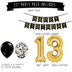 13th Black Gold Thirteen Birthday Pack 13 Garland Balloons Decorations Thirteenth Party Happy Birthday Boy Decs