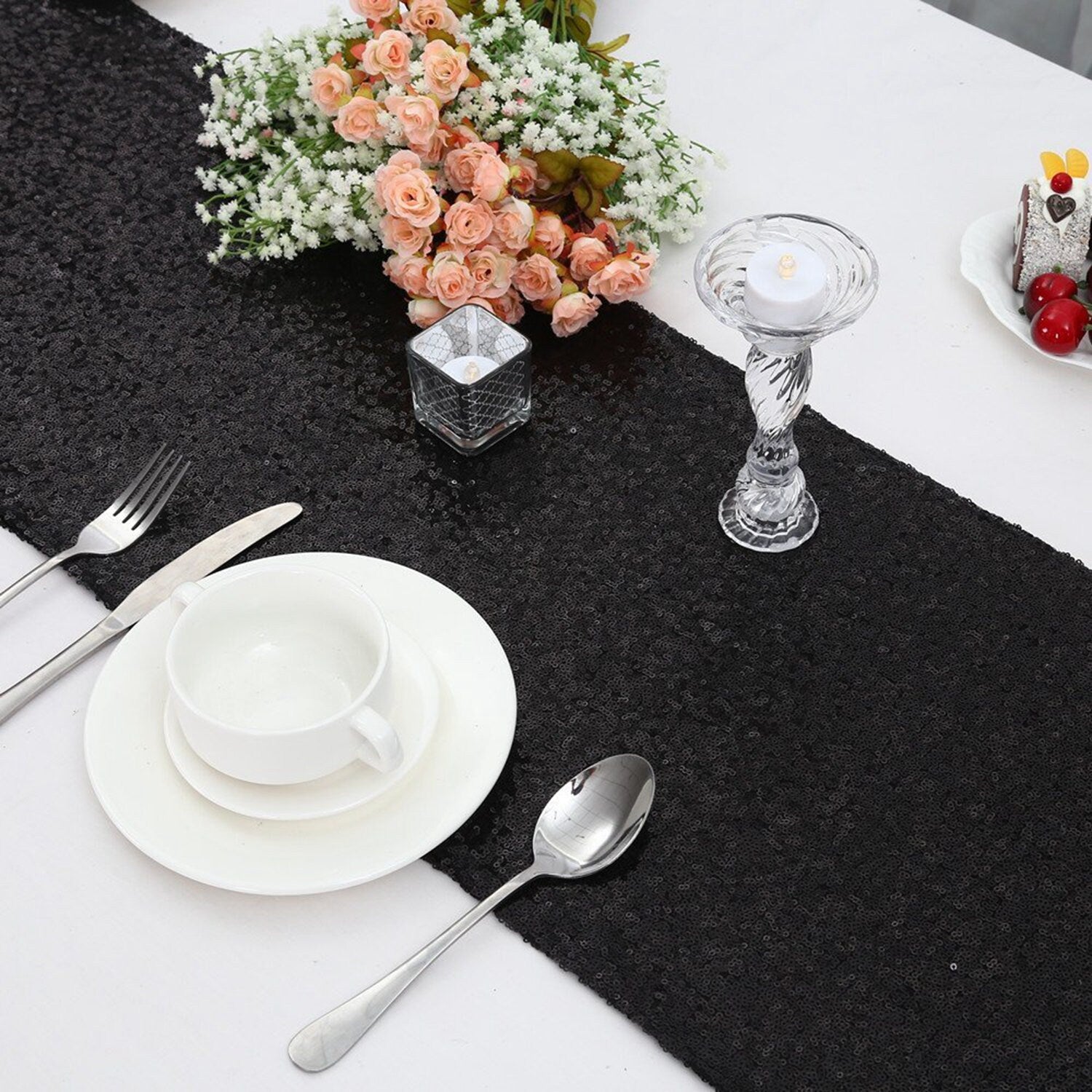 Sequin Table Runners 275cm x 30cm (13in x 108in) Long Table Cloth Party Wedding Event Home Decoration 7 Colours