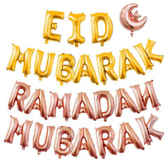 Eid Mubarak / Ramadan Mubarak Foil Balloons Bunting Garland Decoration