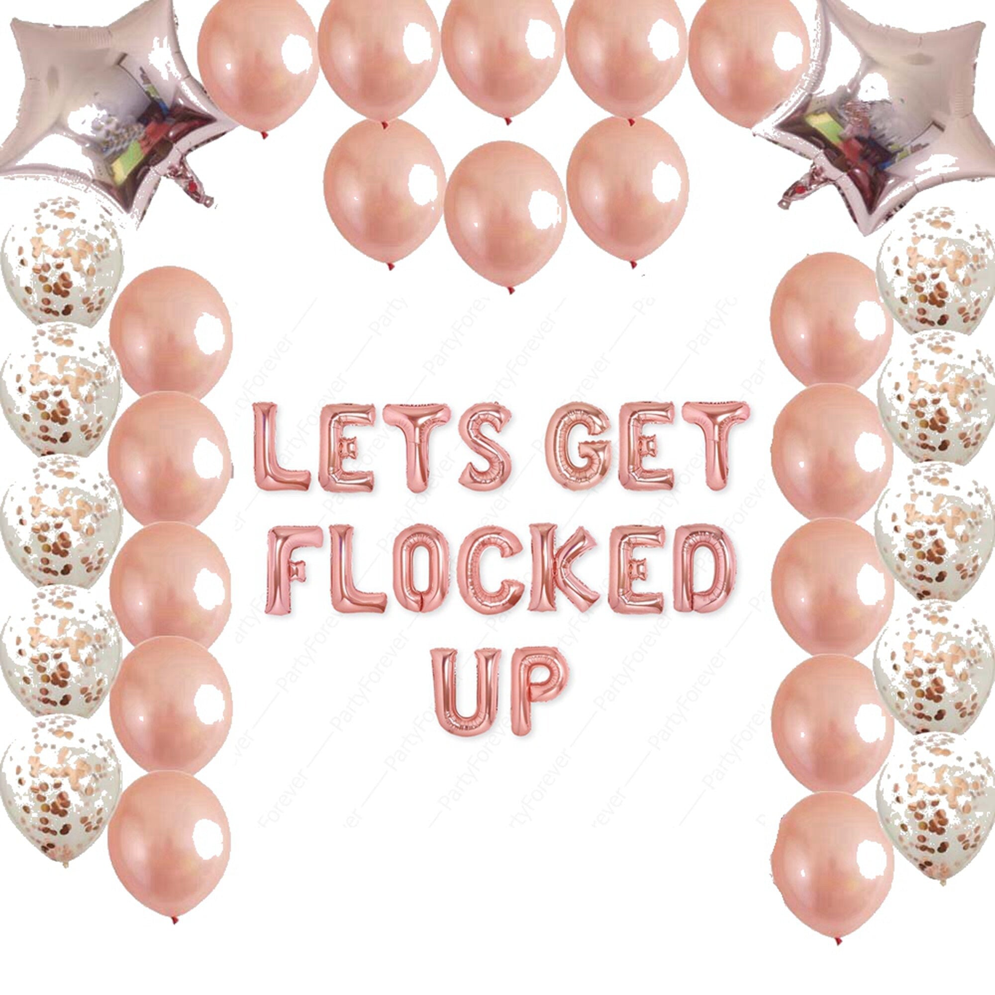 Lets Get Flocked Up Rose Gold Balloons Hens Bridal Garland Bunting Banner AUS