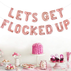 Lets Get Flocked Up Rose Gold Balloons Hens Bridal Garland Bunting Banner AUS