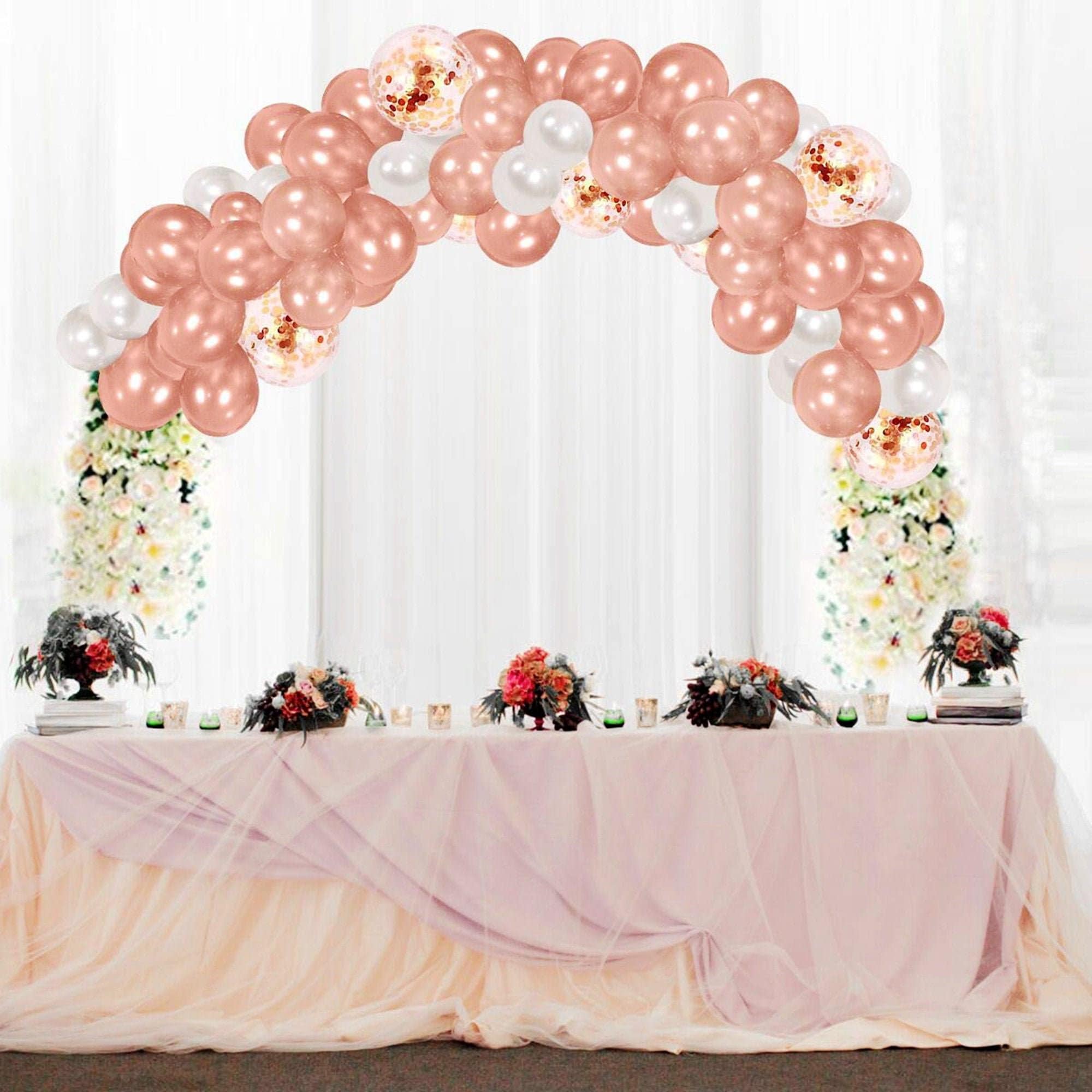 Rose Gold Balloon Garland Arch with Confetti balloons for Birthday Party Wedding Decorations