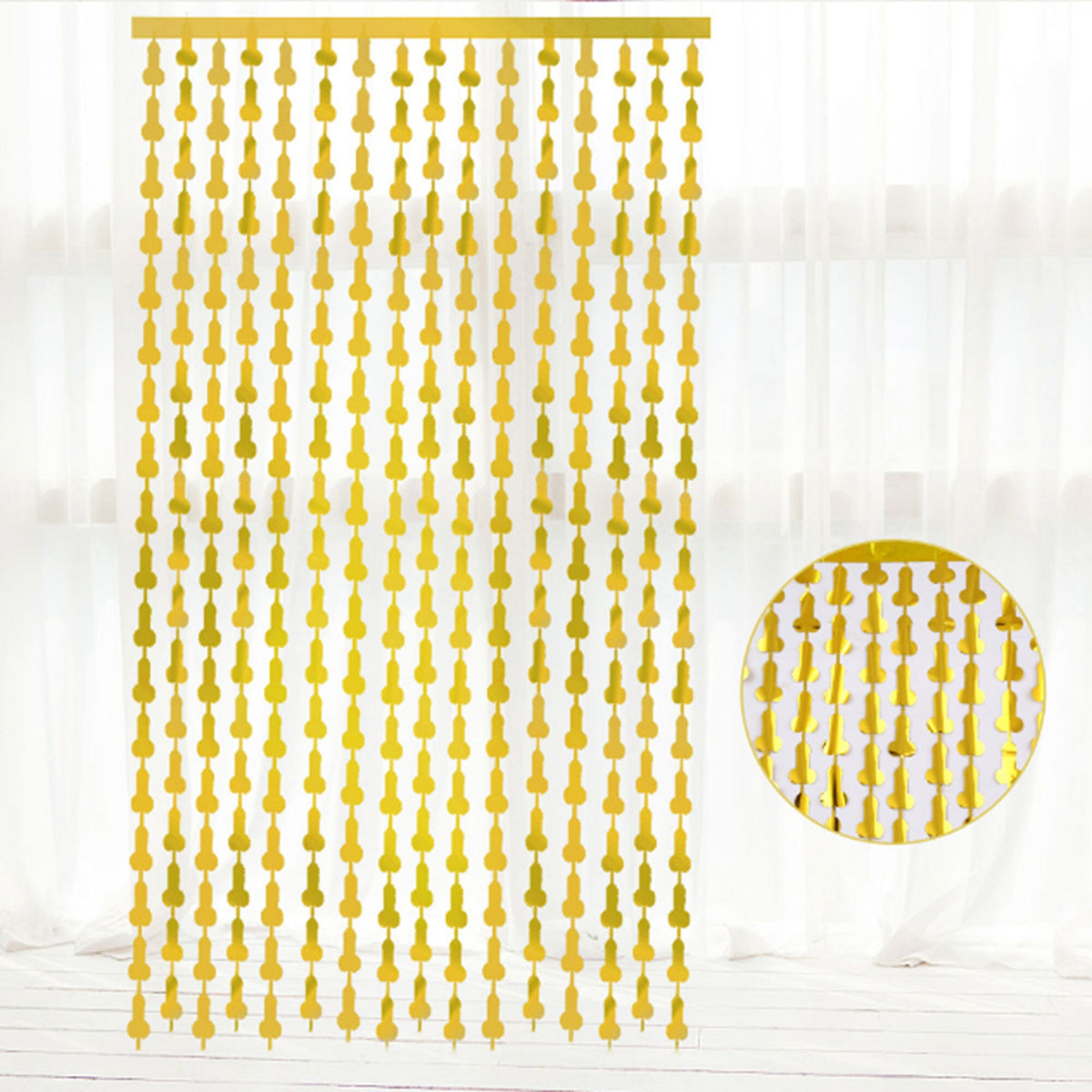 Hen Party Willy Tinsel Curtain Rose Gold | Gold | Silver Metalic BackDrop Hens Party Penis Decor Bridal Party Girls Night Penis Decoration