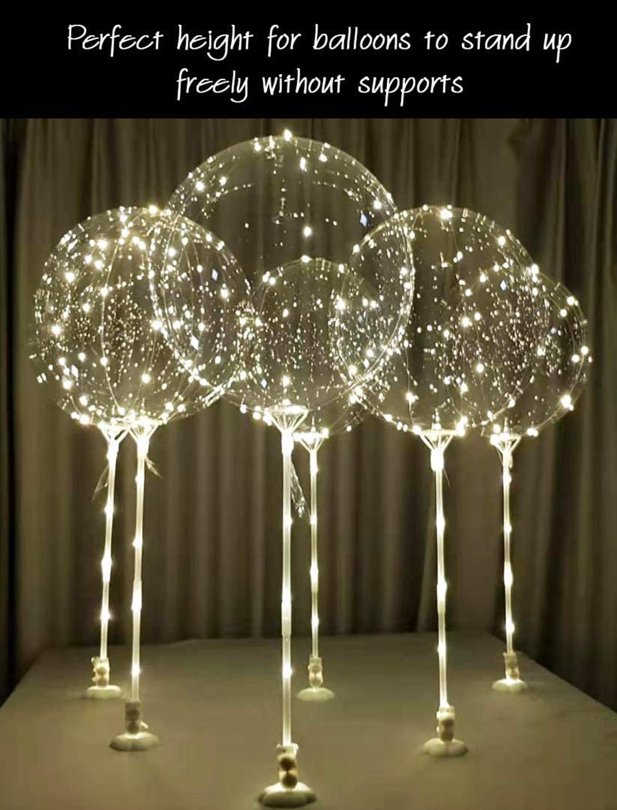 5 Pack LED String Light BOBO Balloons Kit with Stand and Base Battery Operated Fairy Lights Home/Christmas/Wedding Party Decoration