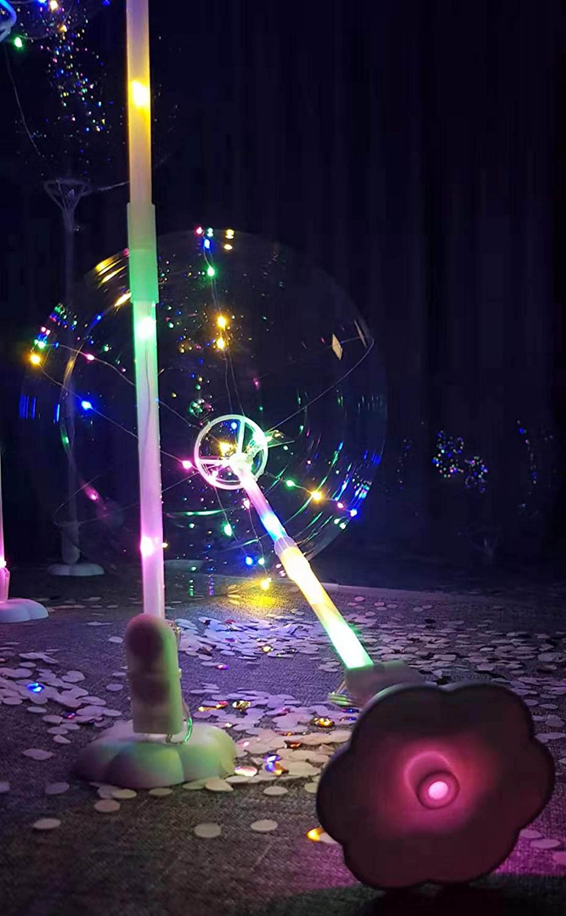 5 Pack LED String Light BOBO Balloons Kit with Stand and Base Battery Operated Fairy Lights Home/Christmas/Wedding Party Decoration