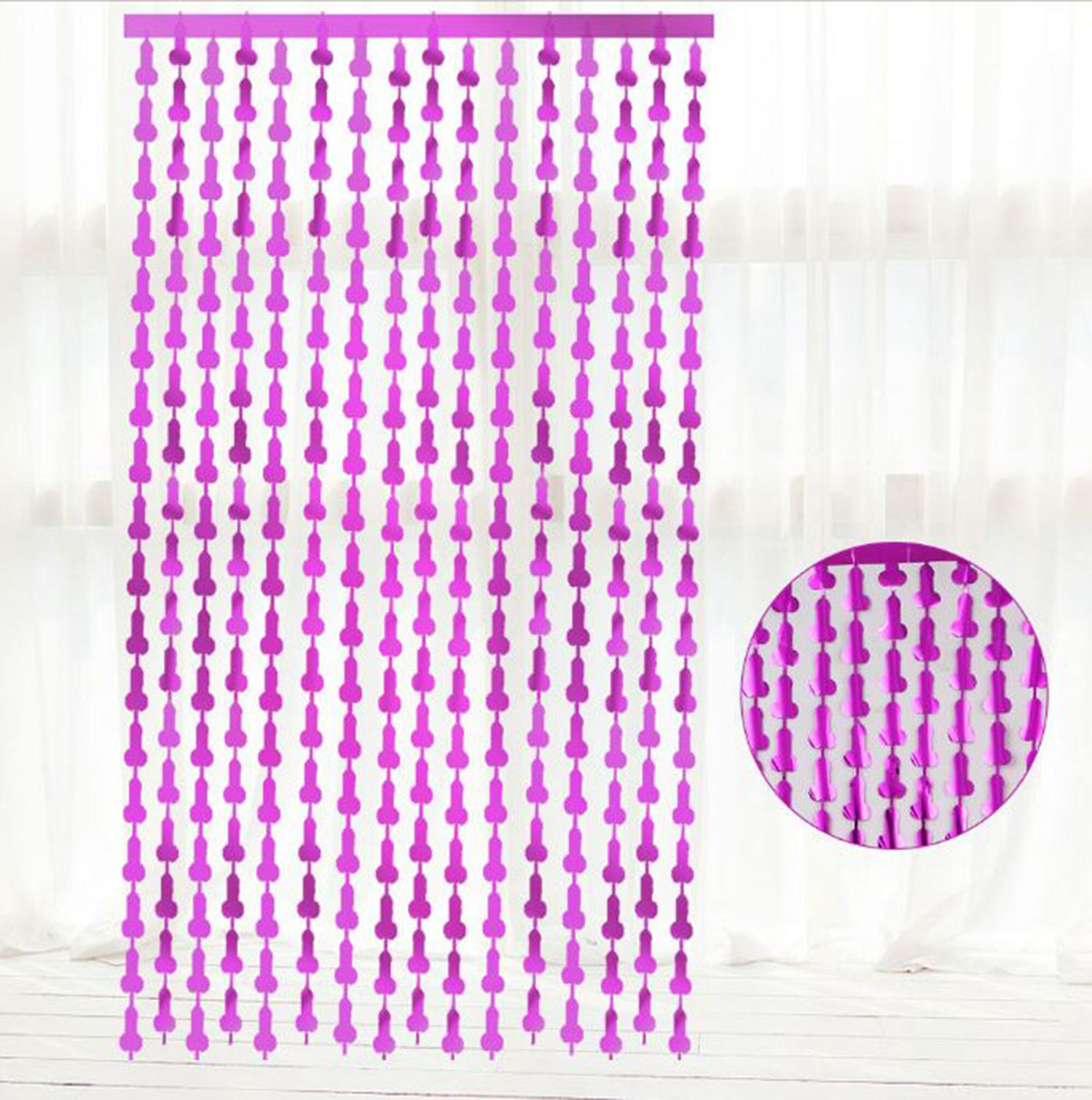 Hen Party Willy Tinsel Curtain Rose Gold | Gold | Silver Metalic BackDrop Hens Party Penis Decor Bridal Party Girls Night Penis Decoration