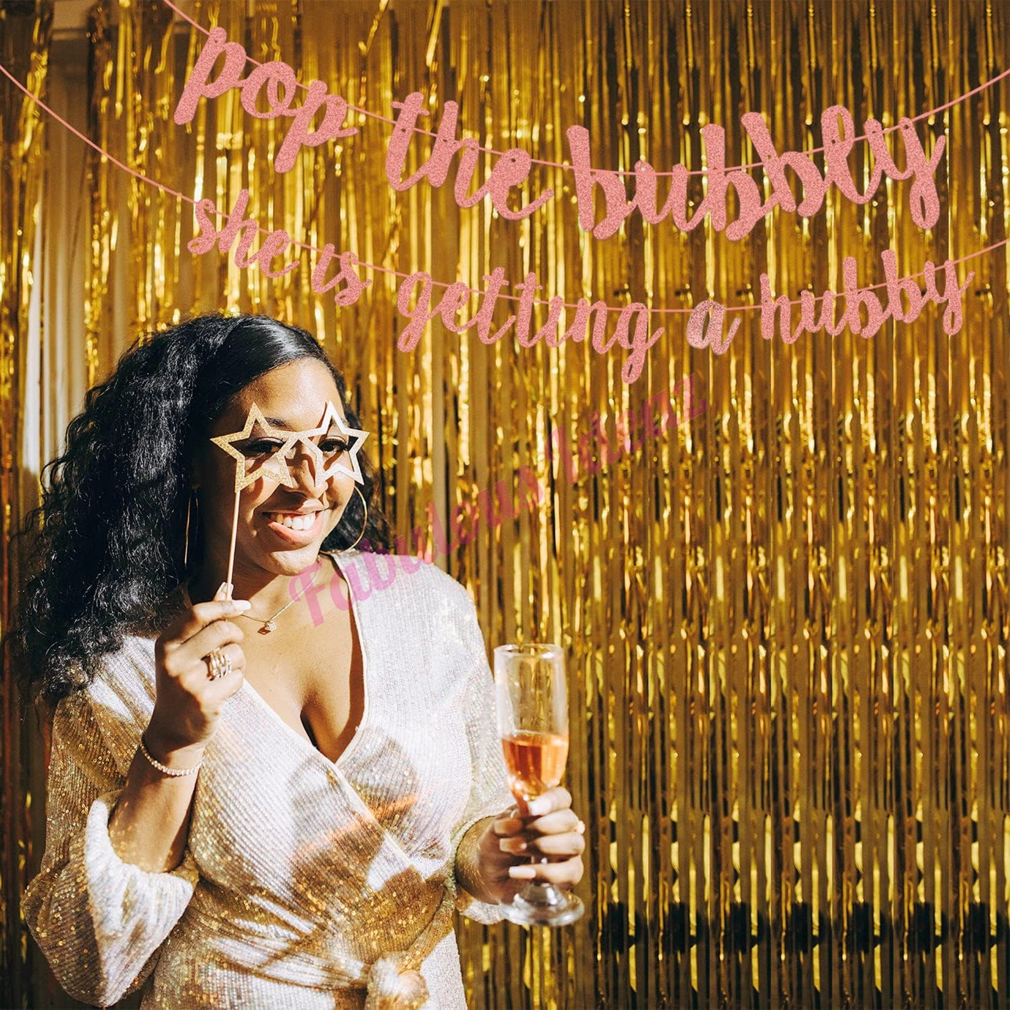 Pop The Bubbly She's Getting a Hubby Rose Gold | Gold Hens Party Banner Bridal Shower Garland Bridal Shower Decoration