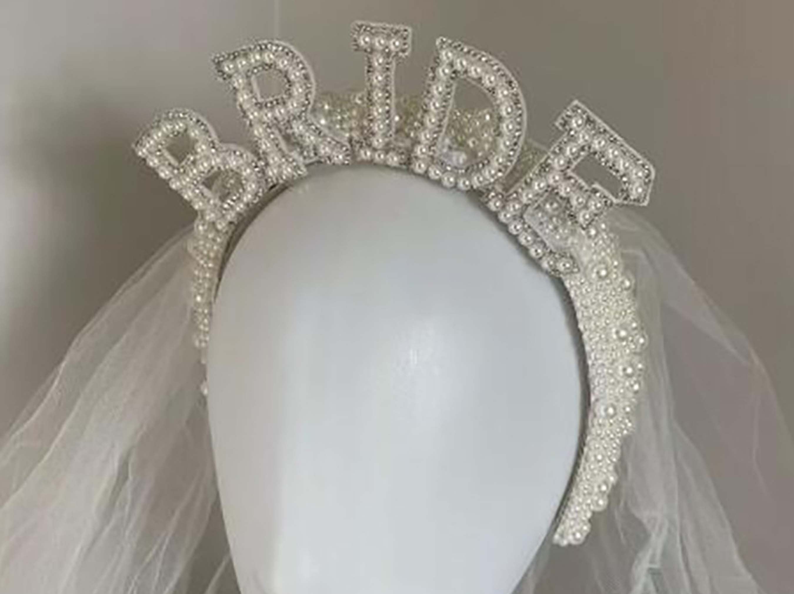 Bridal Party Decorations, Bride Headband, Bride Pearl Headband, Hen Party Tiara, Bride to Be Headband, White Headpiece Bridal Shower Gift
