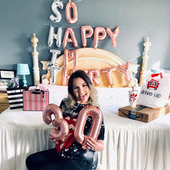 30th Birthday Party Letter Balloons – So Happy Im Thirty | Silver x Rose Gold | Blue x Silver | Black x Gold 30 Birthday Party Decor Balloon