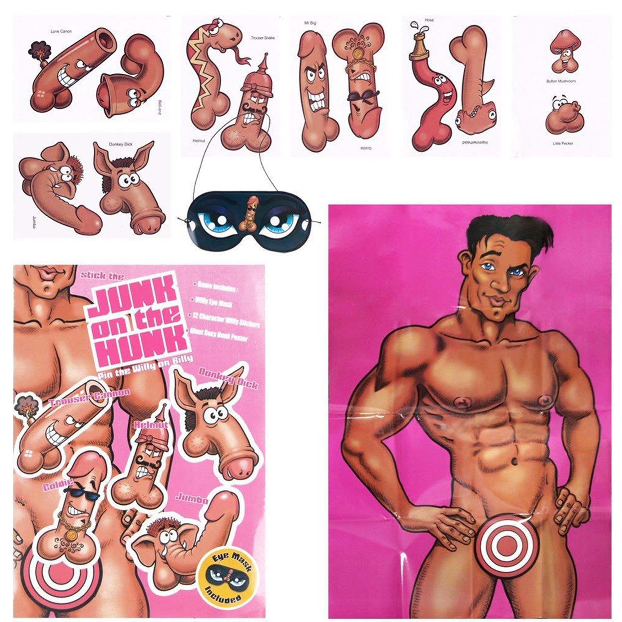 Pin The Junk on the Stud, Bachelorette Party Game, Bridal Shower, Birthday Party Game, Bachelorette Party Game, Wedding Game, Hen Party Game