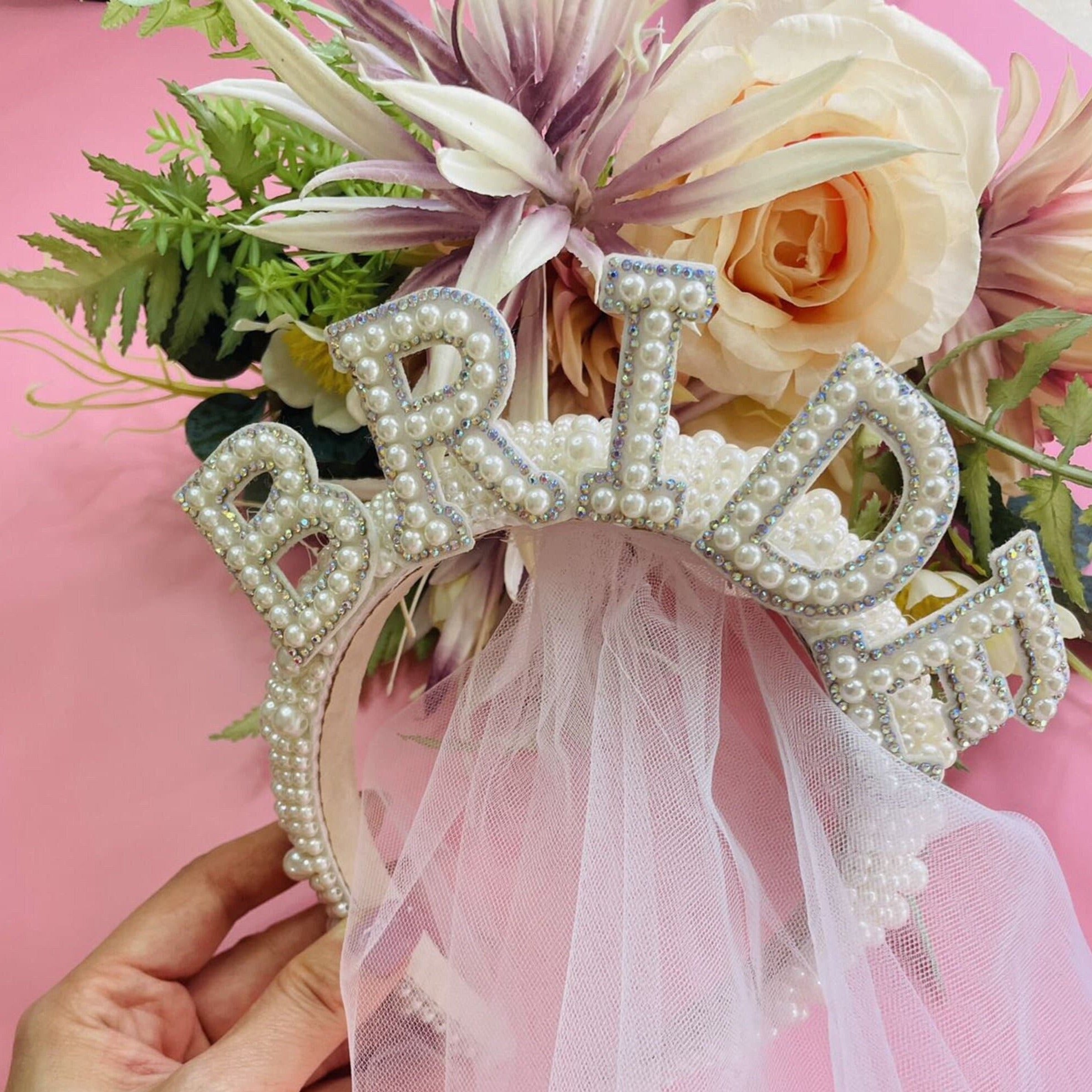 Bridal Party Decorations, Bride Headband, Bride Pearl Headband, Hen Party Tiara, Bride to Be Headband, White Headpiece Bridal Shower Gift