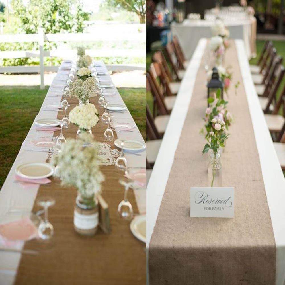 10m x 30cm Burlap Table Runner Decoration Wedding Event Table decoration Natural Hessian