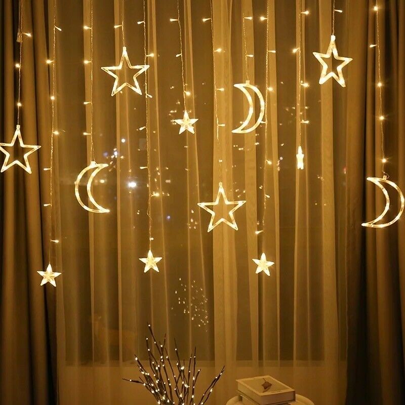 3.5M Ramadan Eid Decoration Lights LED Star and Moon Curtain Lights
